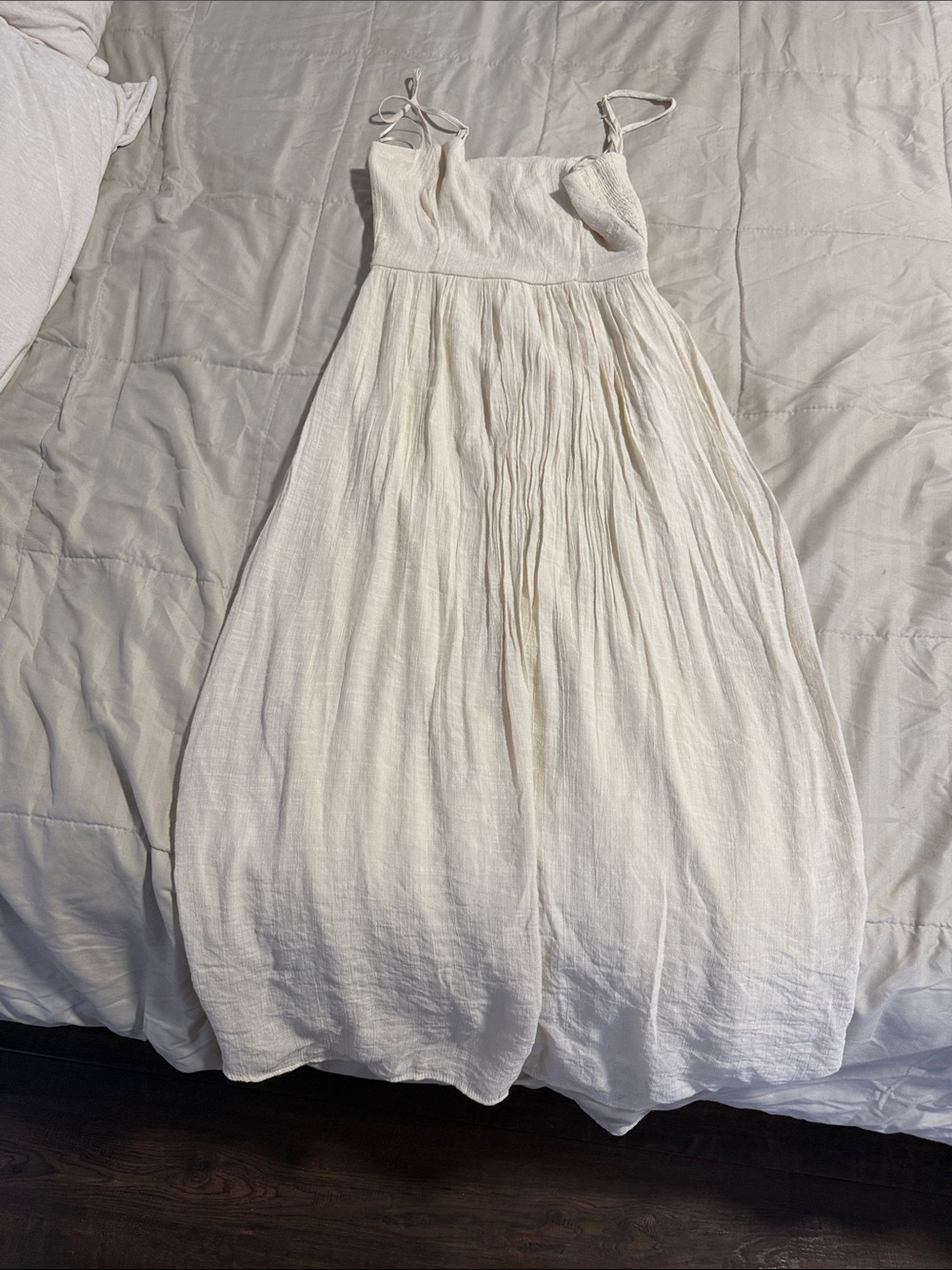 Light Cream Maxi Sundress with Tie Straps